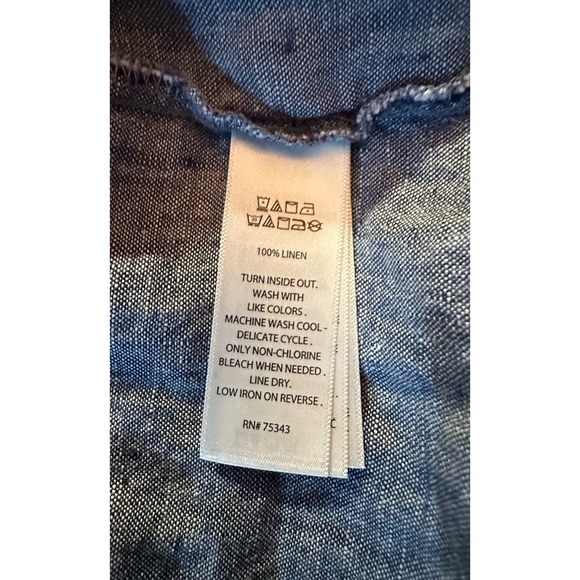 Jones New York Plus Size 1X Blue Linen Jacket Long Sleeve Button-Down Womens - Picture 5 of 5